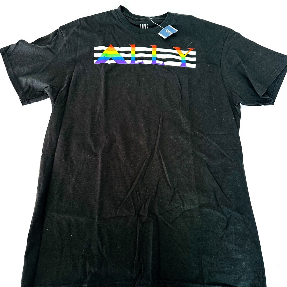 NEW Love is Love Pride Ally Black Graphic T-Shirt Men's L or XL Brand new
